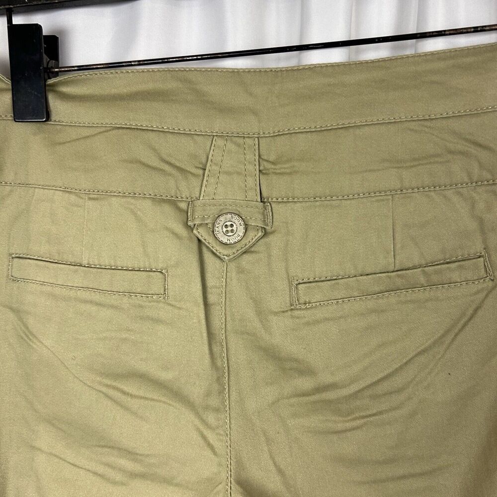 Boom Boom Jeans Womens 3 Khaki Pants Flair Leg Lightweight button Greenish Beige - Picture 9 of 10
